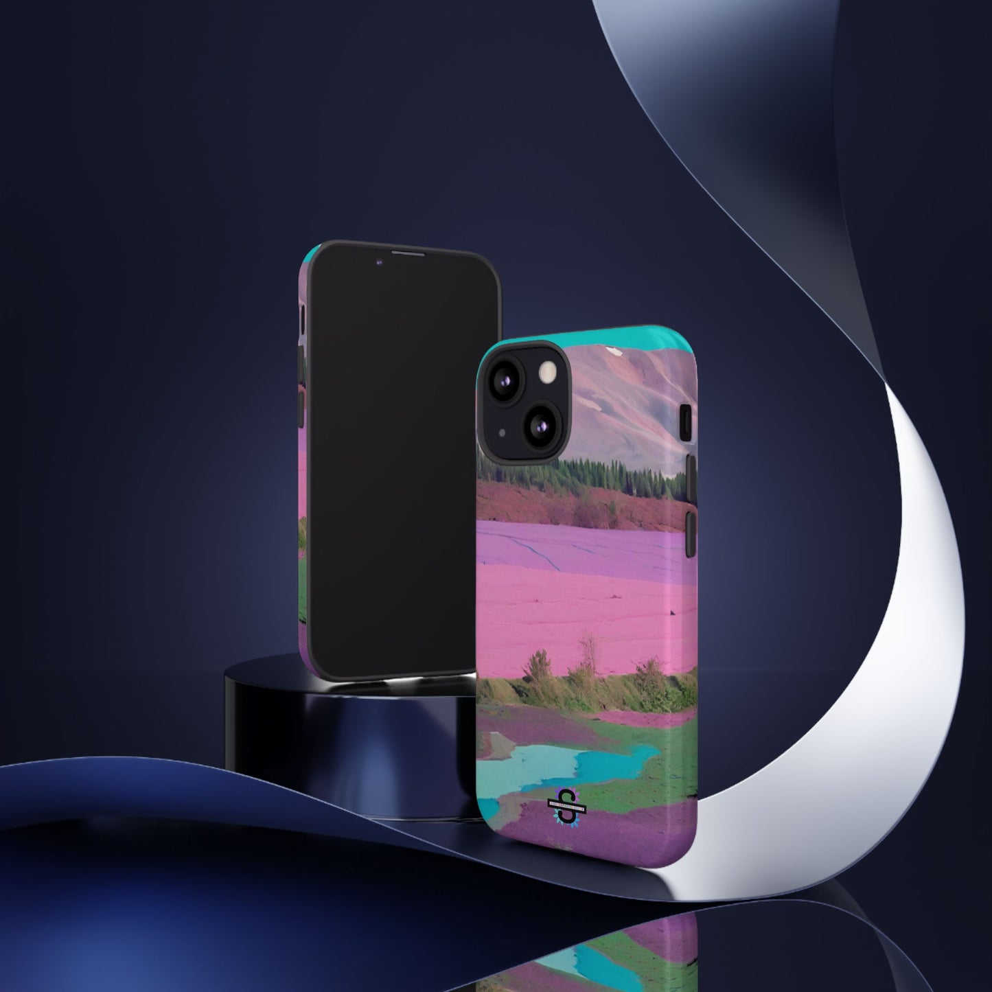 Hard Phone Case, Pink Landscape Design, Dual layer case for Extra Durability and Protection, Glossy or Matte Finish,