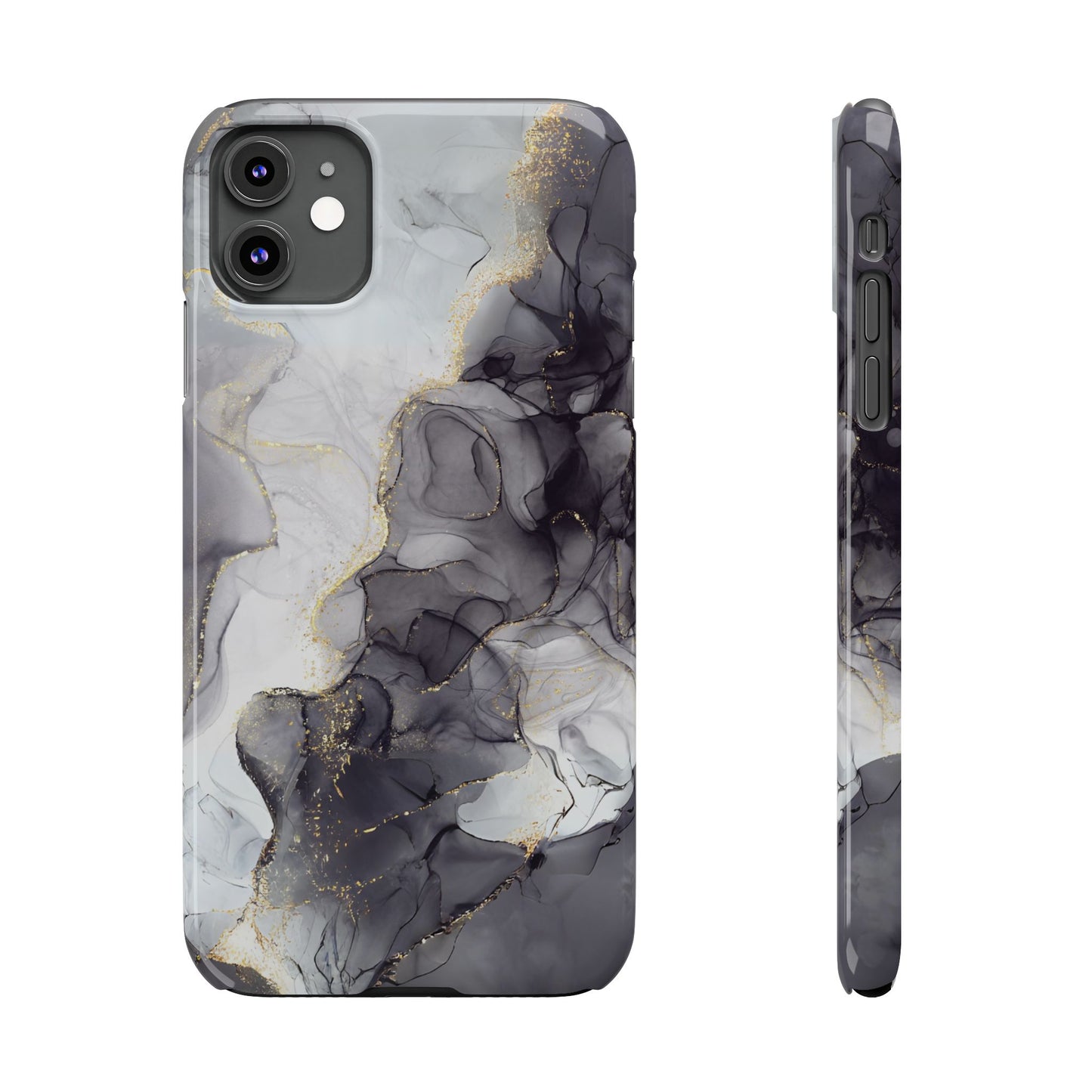 Slim Phone Cases, Black Marble Design