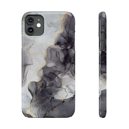 Slim Phone Cases, Black Marble Design