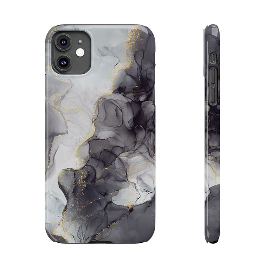 Slim Phone Cases, Black Marble Design