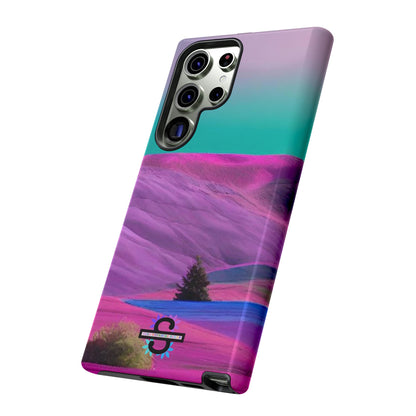 Tough Phone Case - pink purple green blue landscape