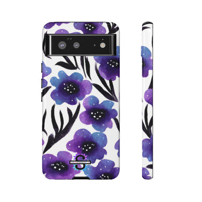 Purple Watercolor Floral Tough Case — Protective Galaxy Flower Phone Cover