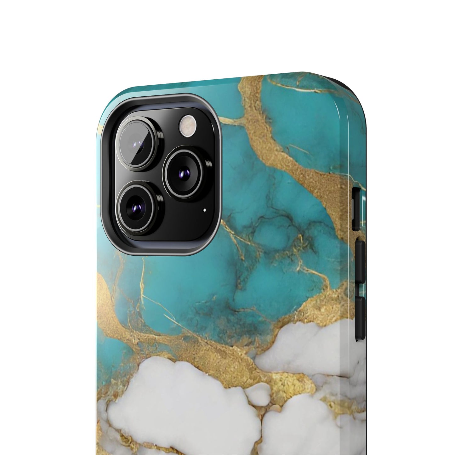 Turqoise Drop Print White Gold Tough Phone Case