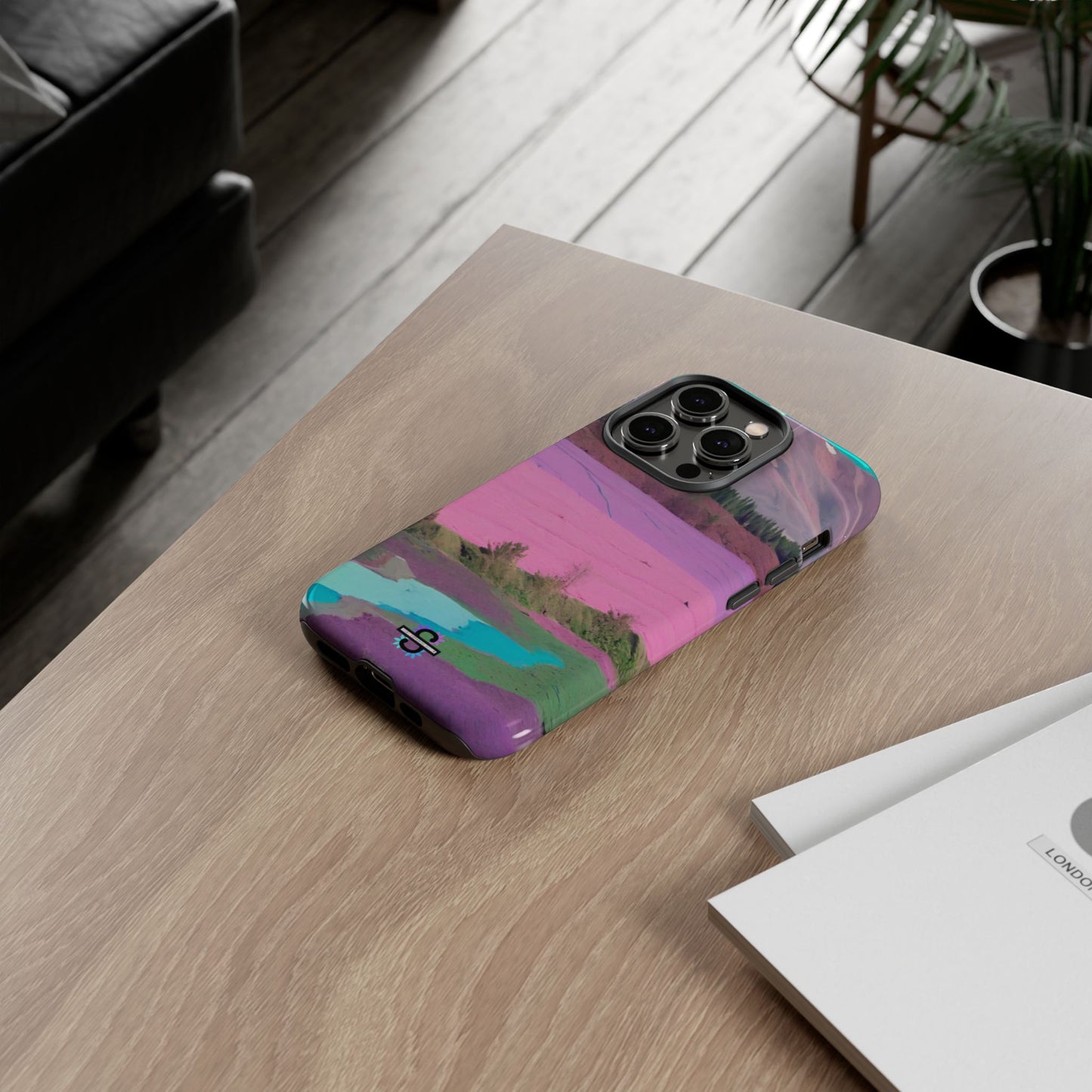 Hard Phone Case, Pink Landscape Design, Dual layer case for Extra Durability and Protection, Glossy or Matte Finish,