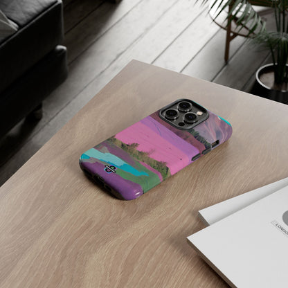 Hard Phone Case, Pink Landscape Design, Dual layer case for Extra Durability and Protection, Glossy or Matte Finish,