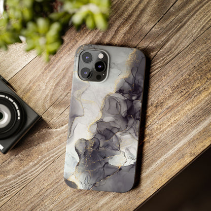 Slim Phone Cases, Black Marble Design