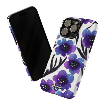 Purple Watercolor Floral Tough Case — Protective Galaxy Flower Phone Cover