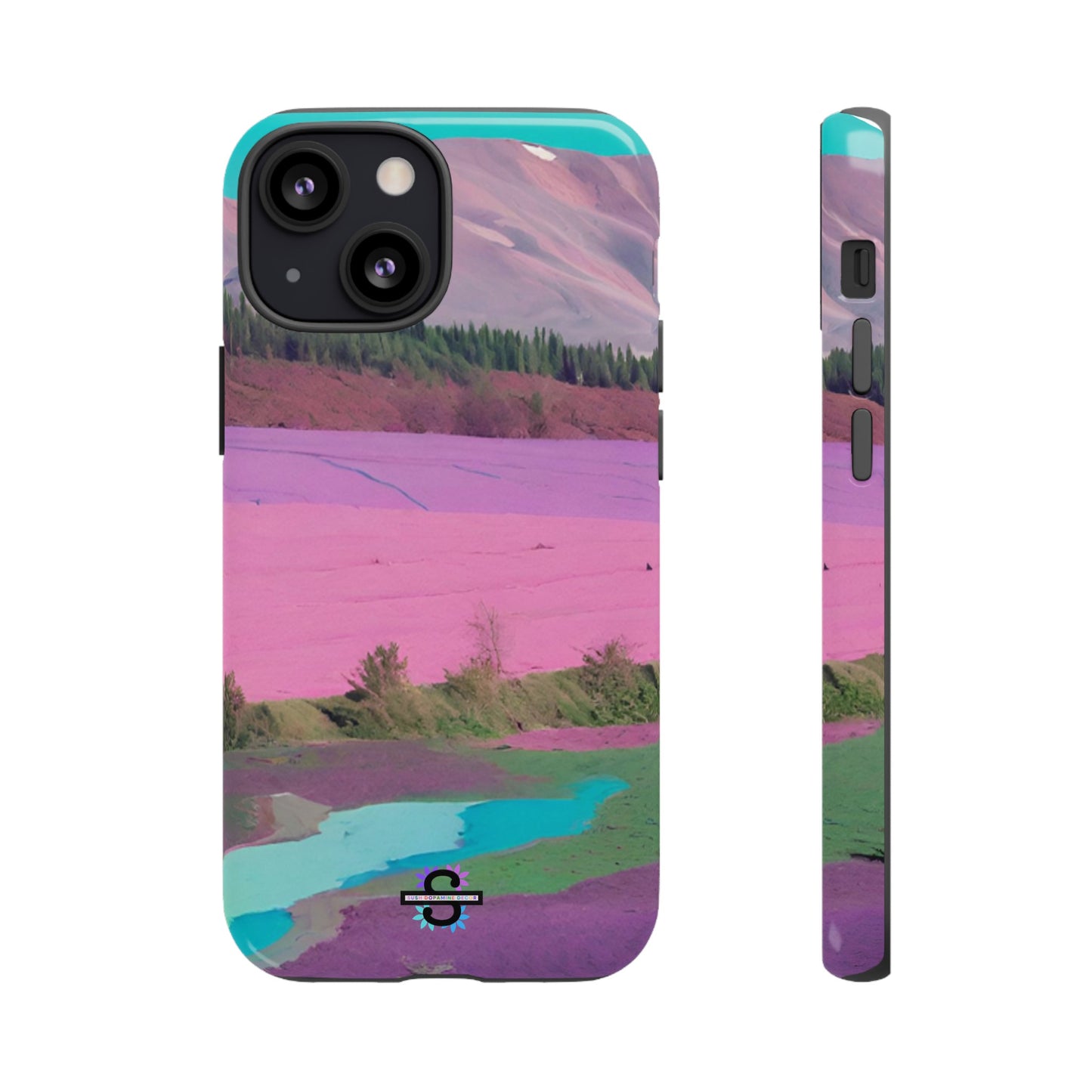 Hard Phone Case, Pink Landscape Design, Dual layer case for Extra Durability and Protection, Glossy or Matte Finish,