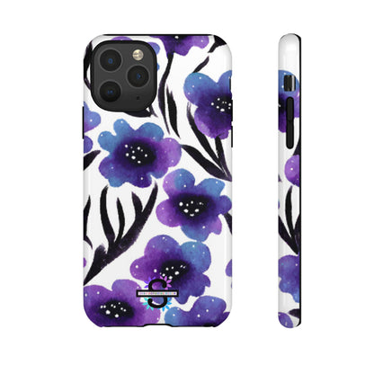 Purple Watercolor Floral Tough Case — Protective Galaxy Flower Phone Cover