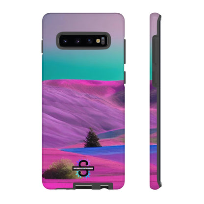 Tough Phone Case - pink purple green blue landscape