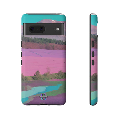 Hard Phone Case, Pink Landscape Design, Dual layer case for Extra Durability and Protection, Glossy or Matte Finish,