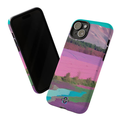 Hard Phone Case, Pink Landscape Design, Dual layer case for Extra Durability and Protection, Glossy or Matte Finish,