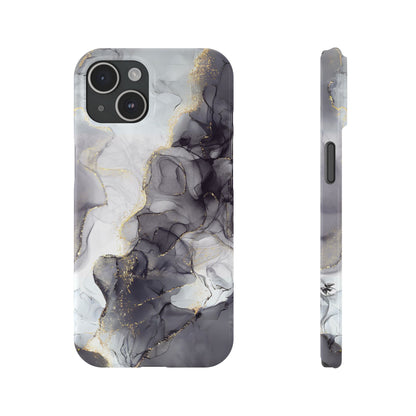 Slim Phone Cases, Black Marble Design