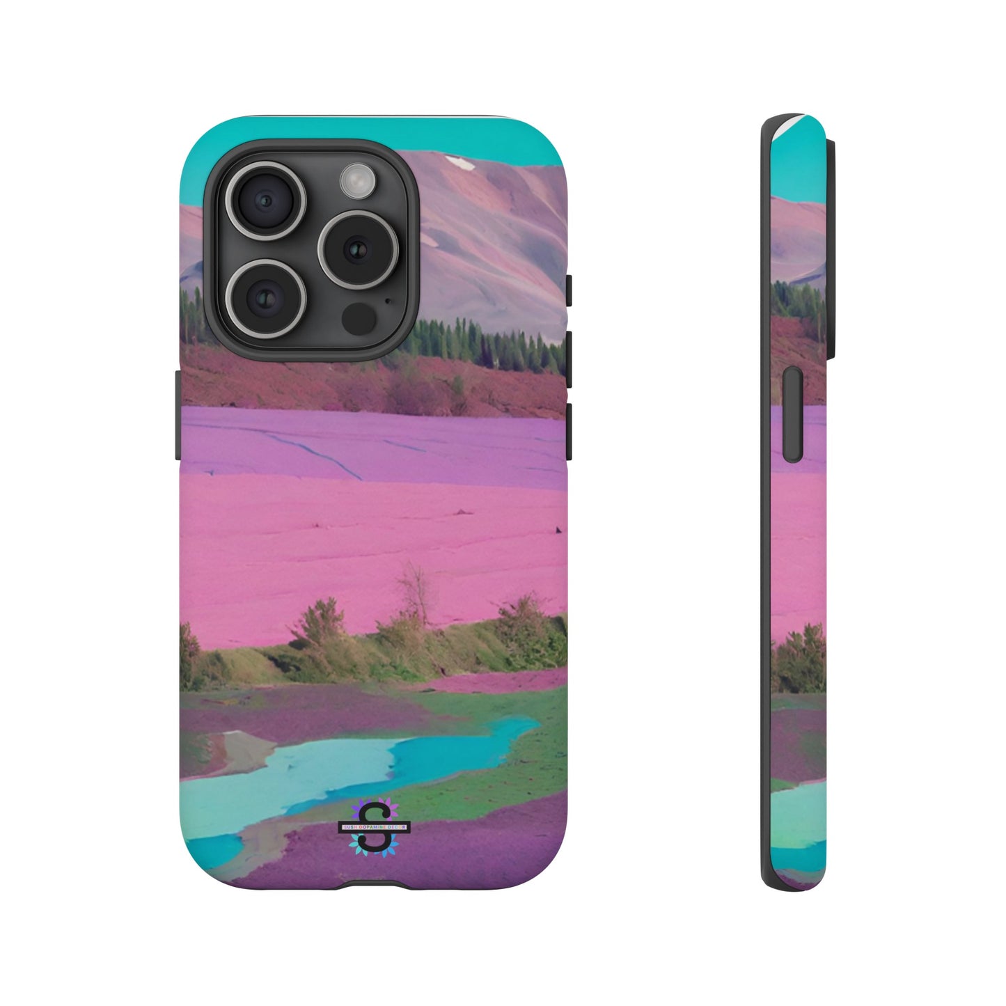 Hard Phone Case, Pink Landscape Design, Dual layer case for Extra Durability and Protection, Glossy or Matte Finish,