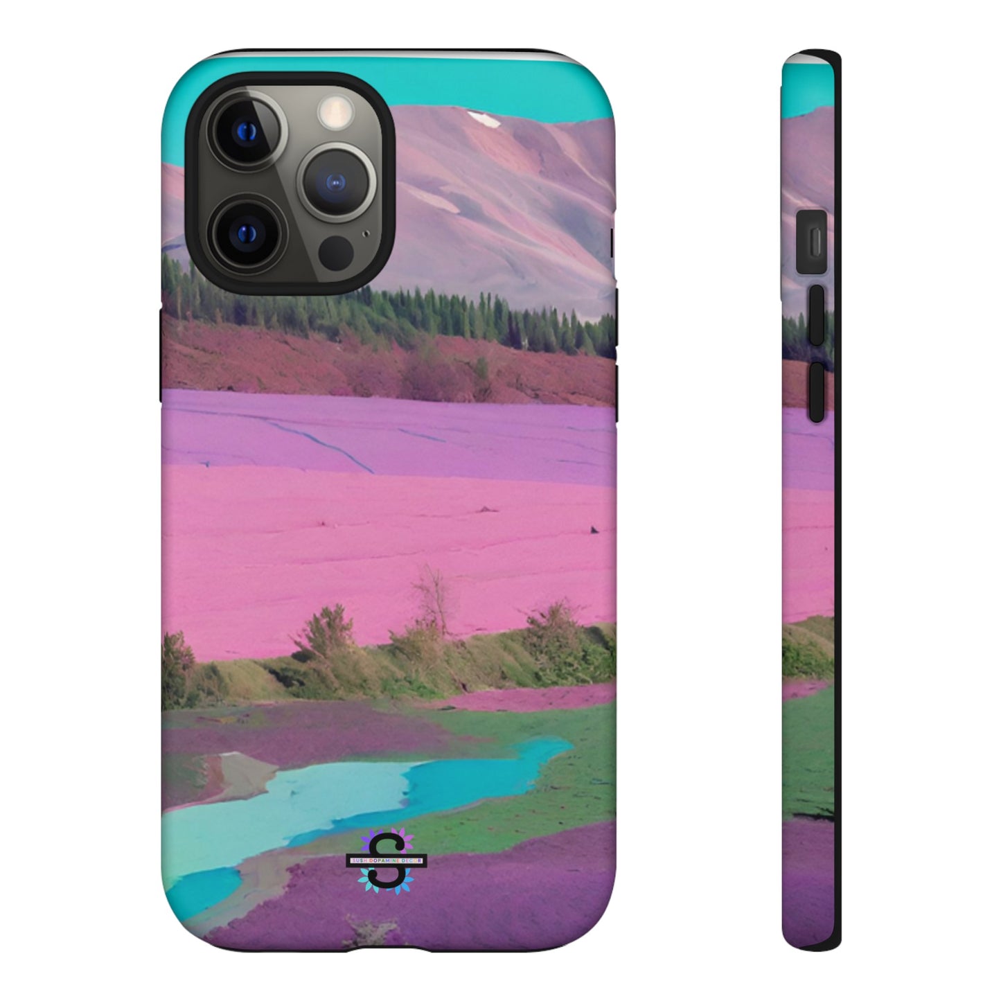 Hard Phone Case, Pink Landscape Design, Dual layer case for Extra Durability and Protection, Glossy or Matte Finish,