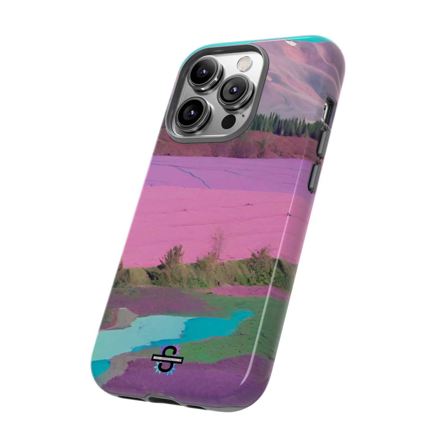 Hard Phone Case, Pink Landscape Design, Dual layer case for Extra Durability and Protection, Glossy or Matte Finish,