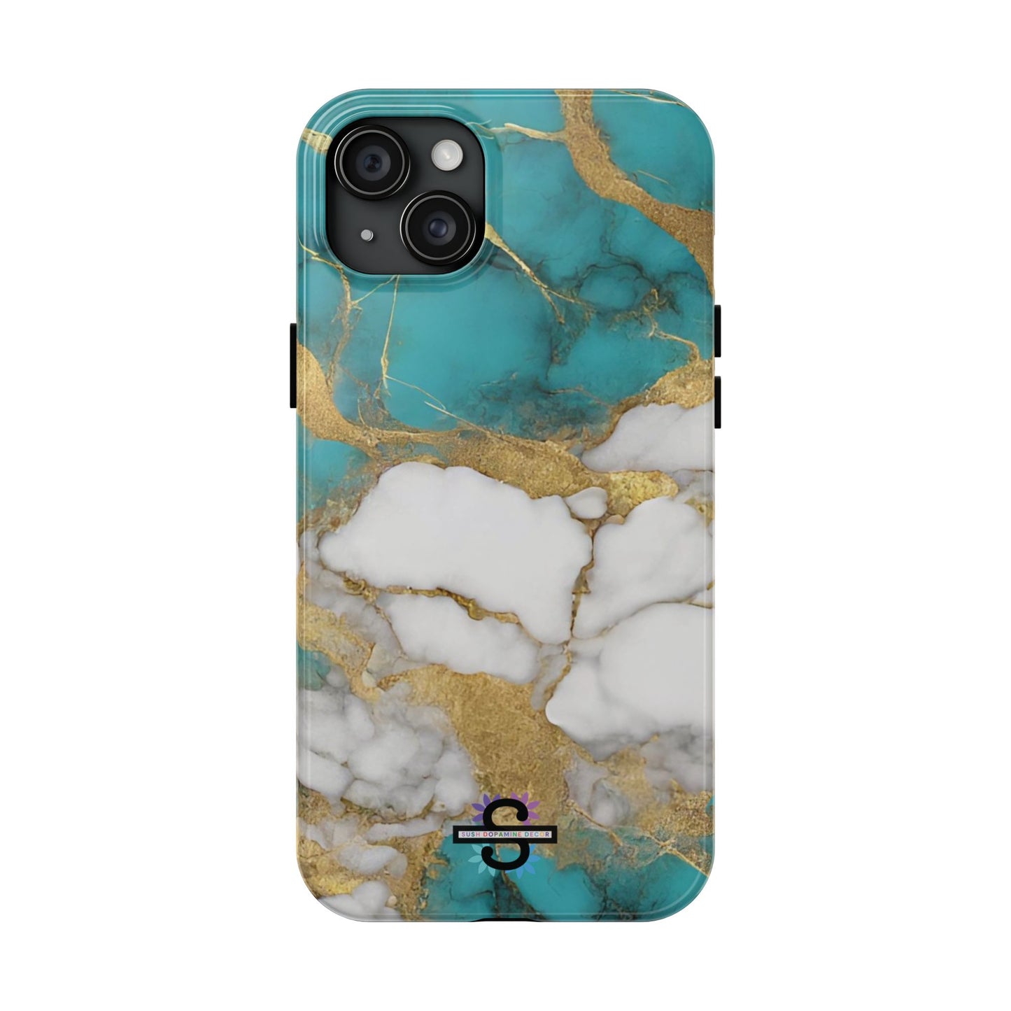 Turqoise Drop Print White Gold Tough Phone Case