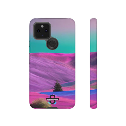 Tough Phone Case - pink purple green blue landscape