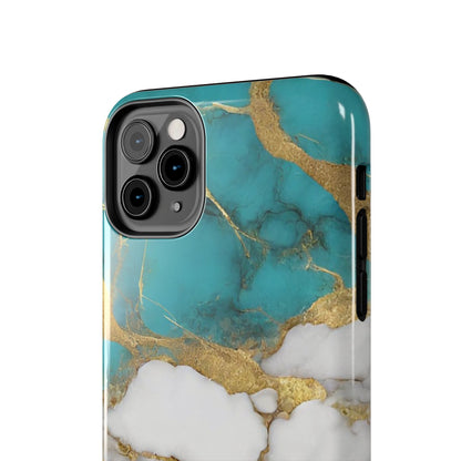 Turqoise Drop Print White Gold Tough Phone Case