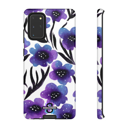Purple Watercolor Floral Tough Case — Protective Galaxy Flower Phone Cover