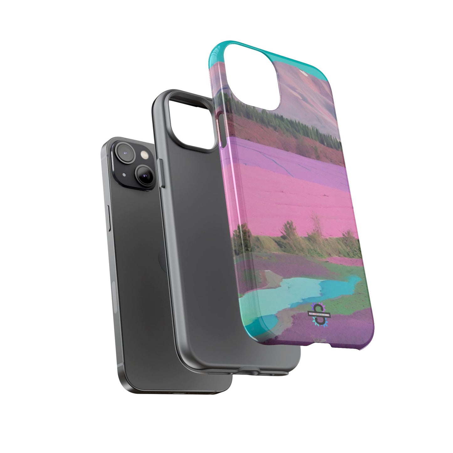 Hard Phone Case, Pink Landscape Design, Dual layer case for Extra Durability and Protection, Glossy or Matte Finish,