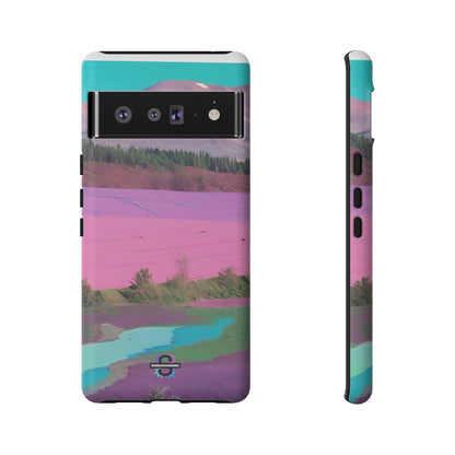 Hard Phone Case, Pink Landscape Design, Dual layer case for Extra Durability and Protection, Glossy or Matte Finish,