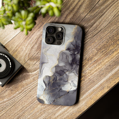 Slim Phone Cases, Black Marble Design