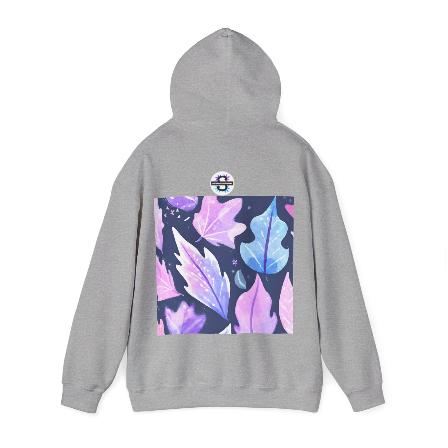 Purple Leaves Unisex Black Hoodie – Peace Subliminals – Cozy Cotton Blend Sweatshirt – Mindfulness & Relaxation Graphic Hoodie