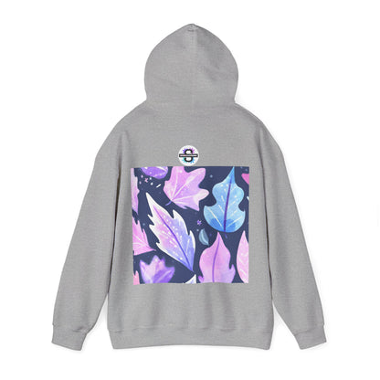Purple Leaves Unisex Black Hoodie – Peace Subliminals – Cozy Cotton Blend Sweatshirt – Mindfulness & Relaxation Graphic Hoodie