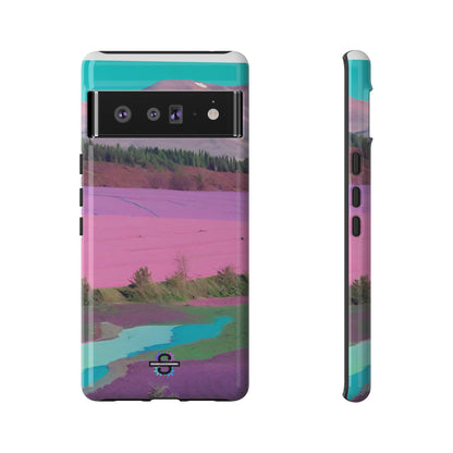 Hard Phone Case, Pink Landscape Design, Dual layer case for Extra Durability and Protection, Glossy or Matte Finish,