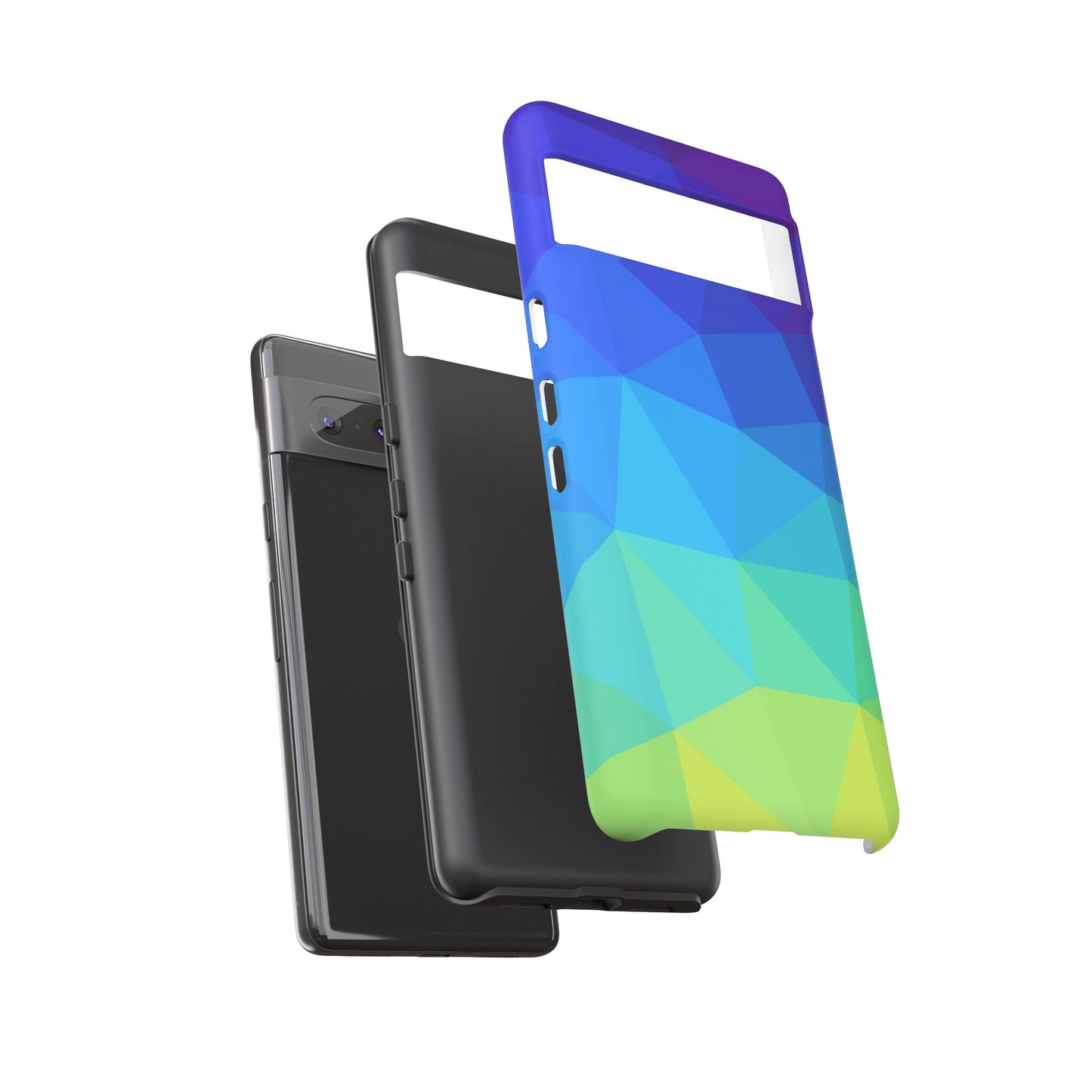 Geometric Gradient Tough Phone Case — Blue Green Polygon Design