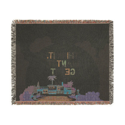 Woven Throw Blanket.  Retro Motivational Home Decor. Quote "Think It. Want It. Get It." Antique feel. Motivational conscious gift.