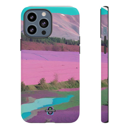 Hard Phone Case, Pink Landscape Design, Dual layer case for Extra Durability and Protection, Glossy or Matte Finish,