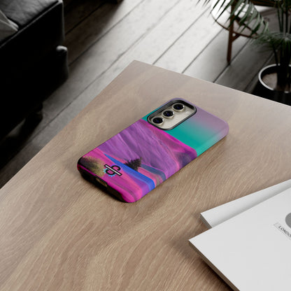 Tough Phone Case - pink purple green blue landscape