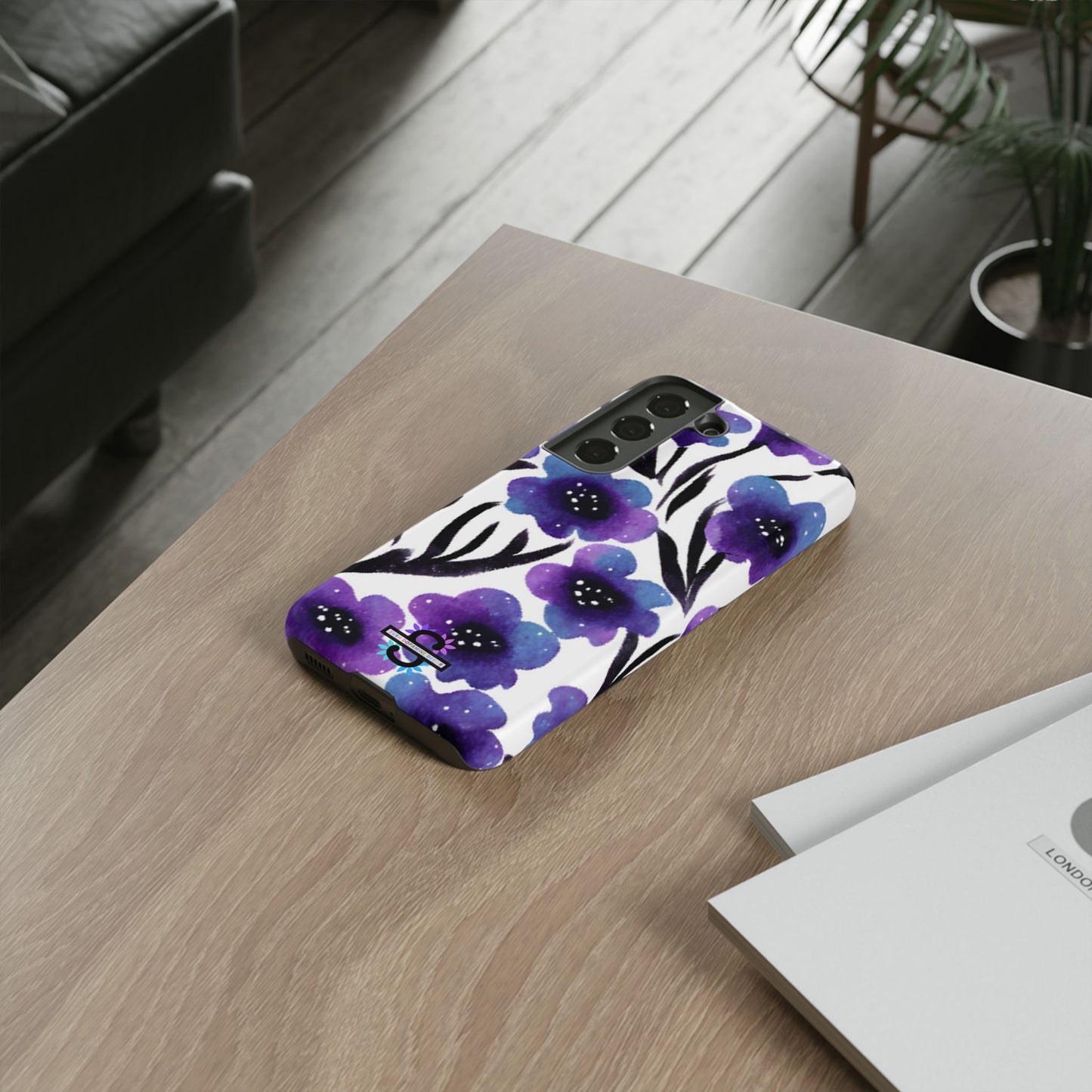 Purple Watercolor Floral Tough Case — Protective Galaxy Flower Phone Cover