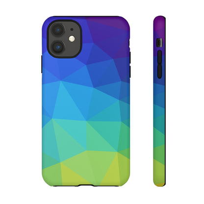 Geometric Gradient Tough Phone Case — Blue Green Polygon Design