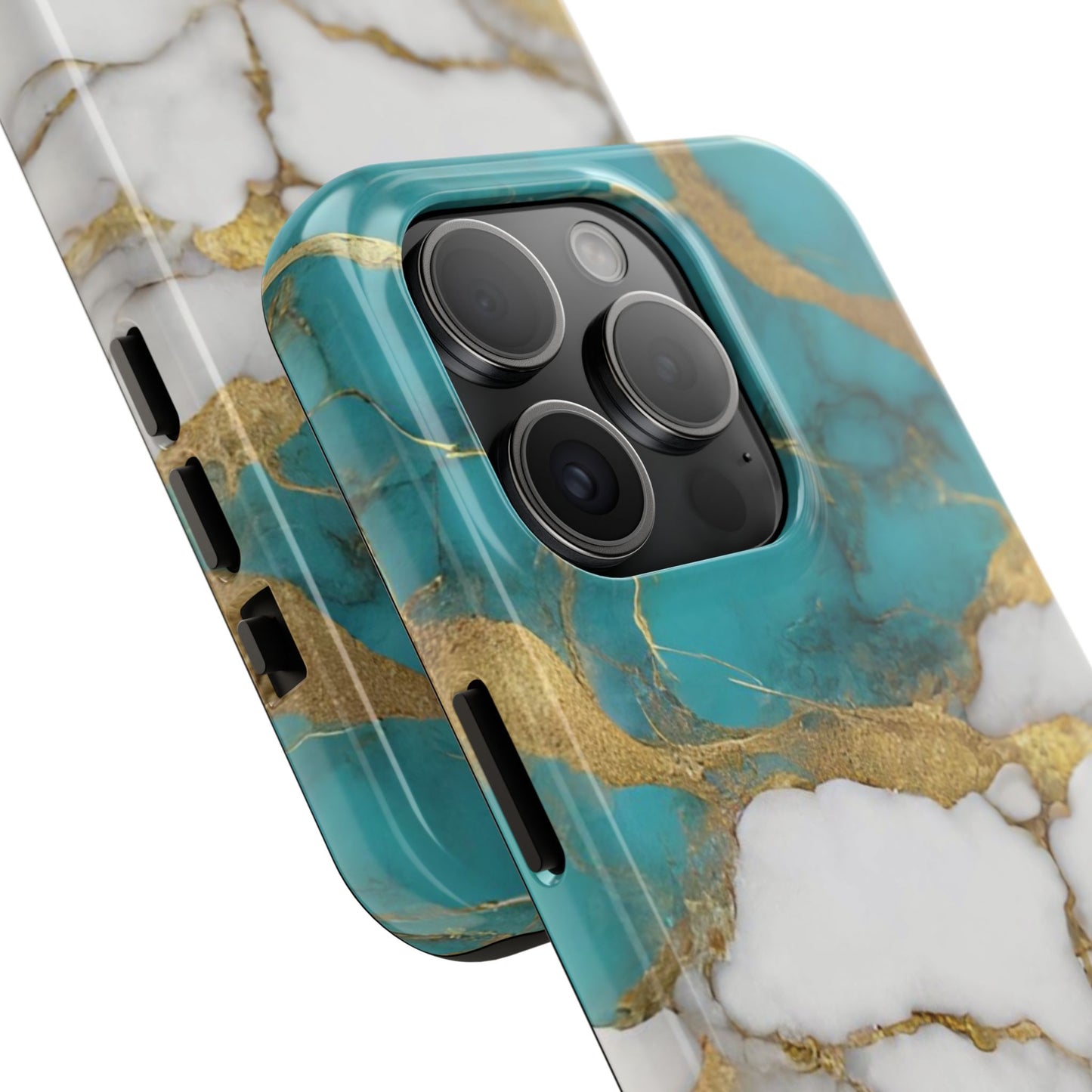 Turqoise Drop Print White Gold Tough Phone Case