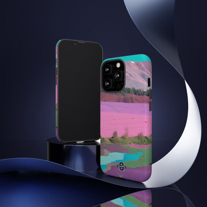Hard Phone Case, Pink Landscape Design, Dual layer case for Extra Durability and Protection, Glossy or Matte Finish,