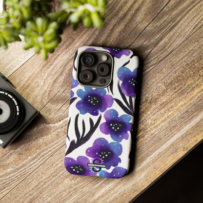 Purple Watercolor Floral Tough Case — Protective Galaxy Flower Phone Cover