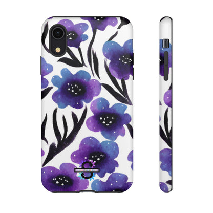 Purple Watercolor Floral Tough Case — Protective Galaxy Flower Phone Cover