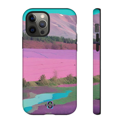 Hard Phone Case, Pink Landscape Design, Dual layer case for Extra Durability and Protection, Glossy or Matte Finish,