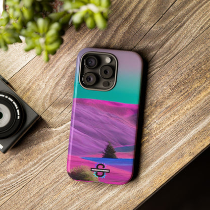 Tough Phone Case - pink purple green blue landscape