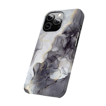 Slim Phone Cases, Black Marble Design