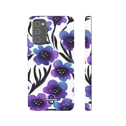 Purple Watercolor Floral Tough Case — Protective Galaxy Flower Phone Cover