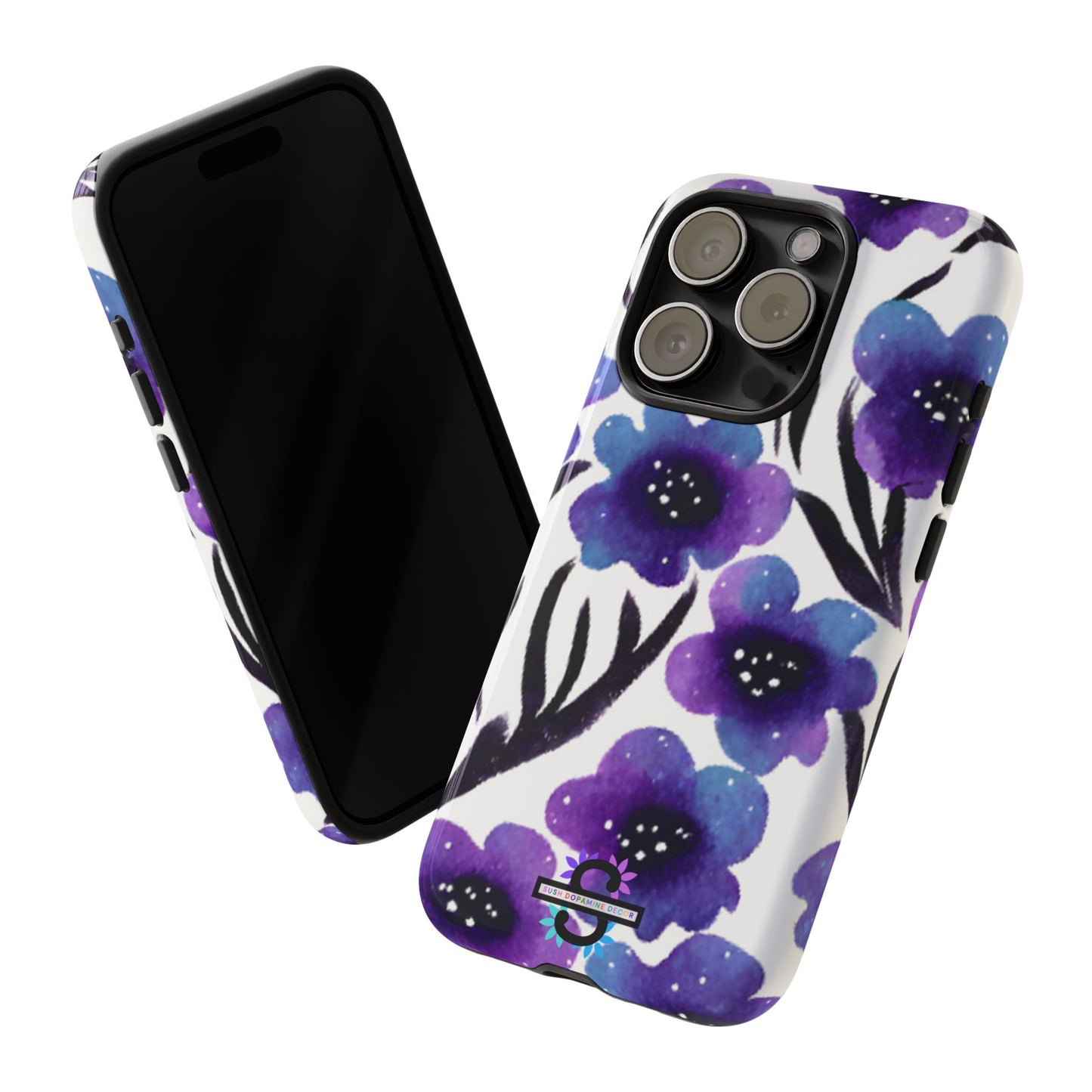 Purple Watercolor Floral Tough Case — Protective Galaxy Flower Phone Cover