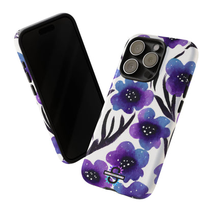 Purple Watercolor Floral Tough Case — Protective Galaxy Flower Phone Cover