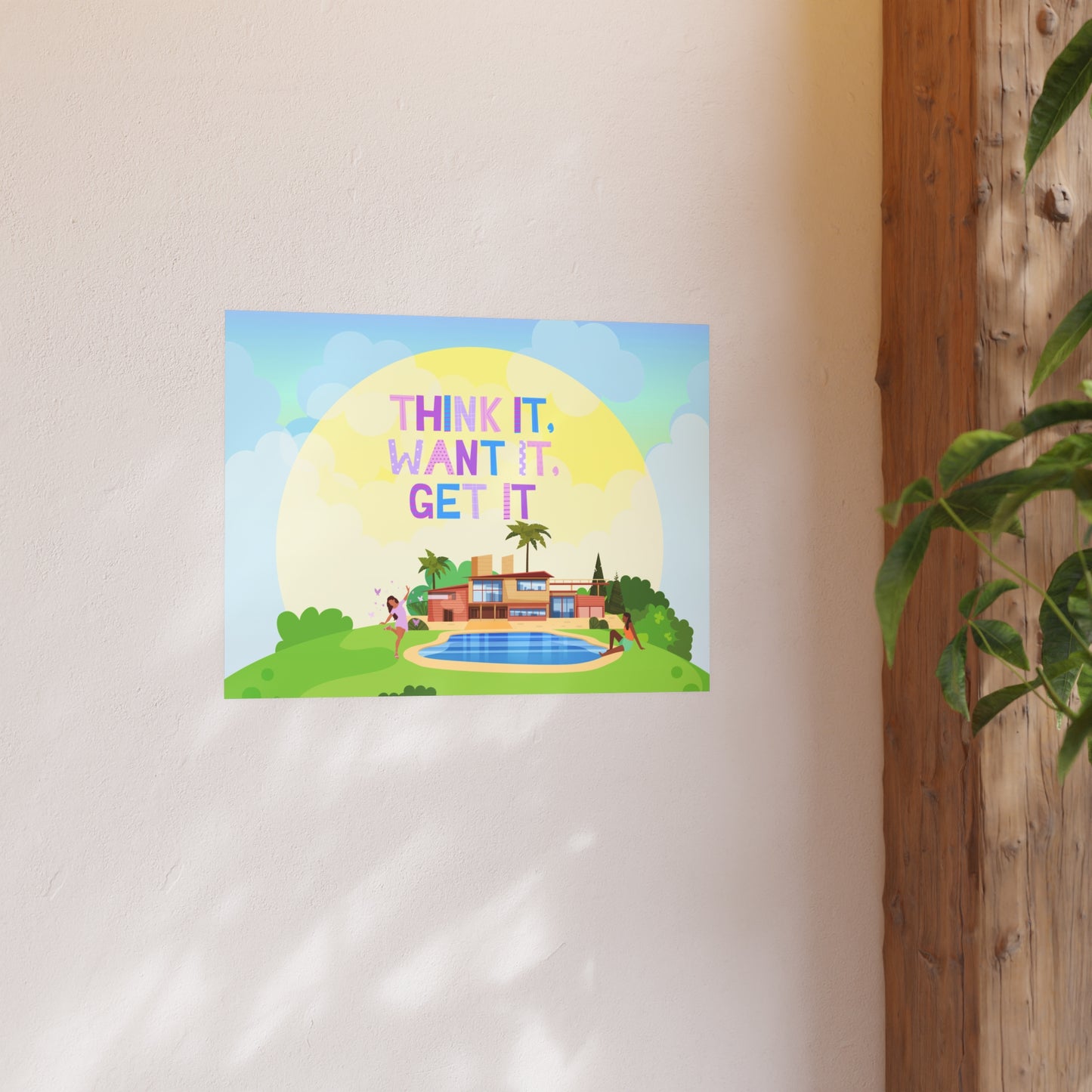 Prosperity Manifestation Posters, Mansion with a Pool Wall Poster for Manifestation