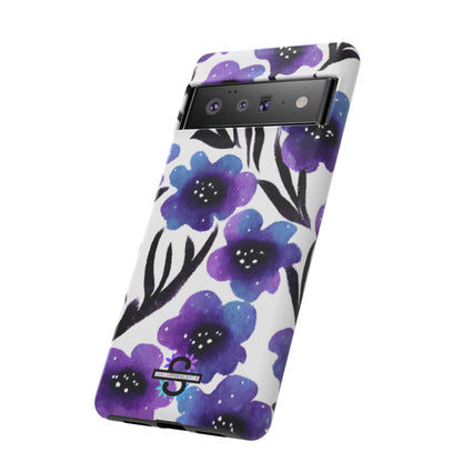 Purple Watercolor Floral Tough Case — Protective Galaxy Flower Phone Cover