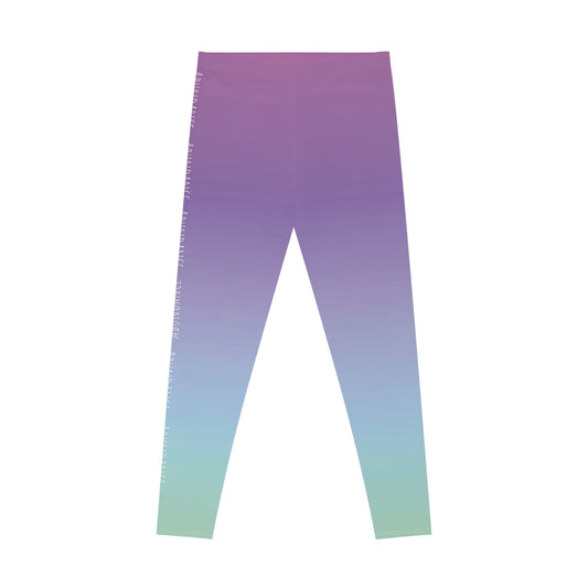 Subliminals for Abundance & Prosperity | Purple Green Gradient Leggings, Stretchy Pants, Comfy Bottomwear