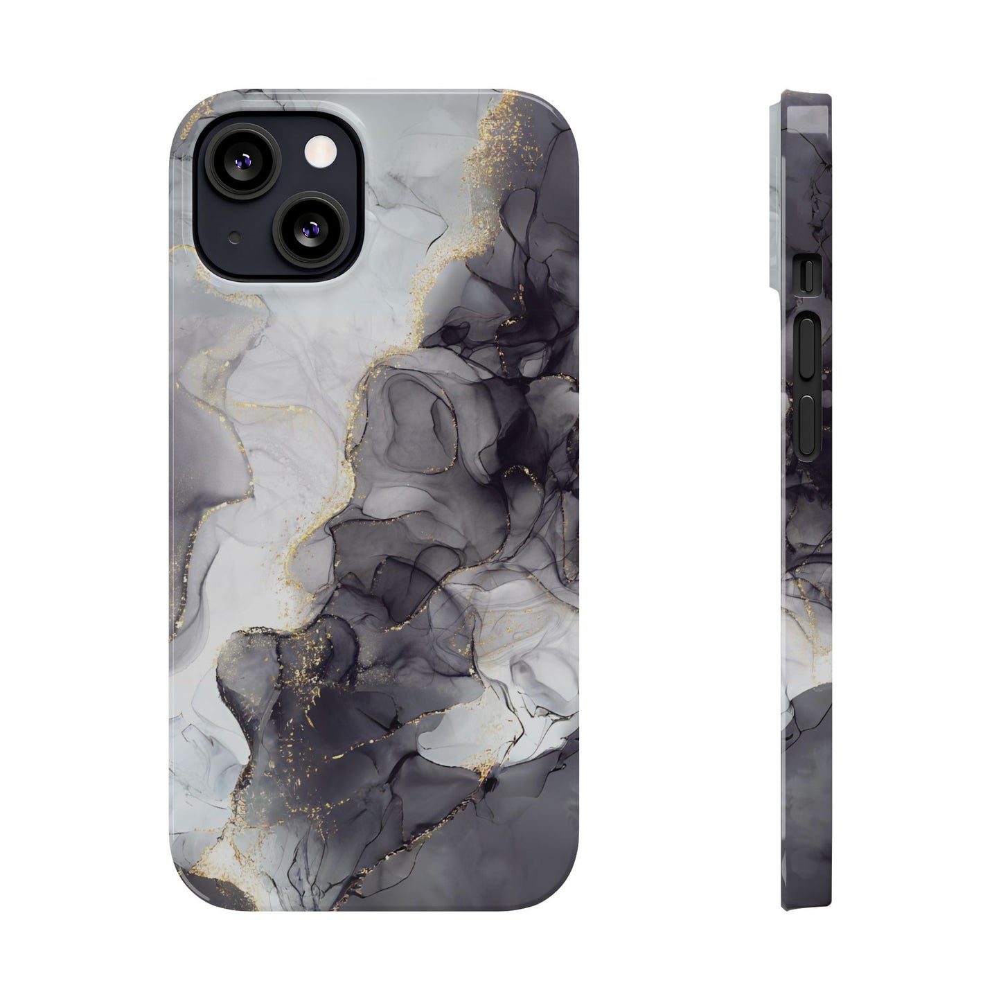 Slim Phone Cases, Black Marble Design